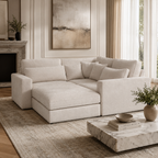 Luxury beige sectional sofa with chaise in modern living room, perfect for UK homes