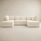 Luxury cream sectional sofa with chaise lounges and plush cushions for modern living rooms