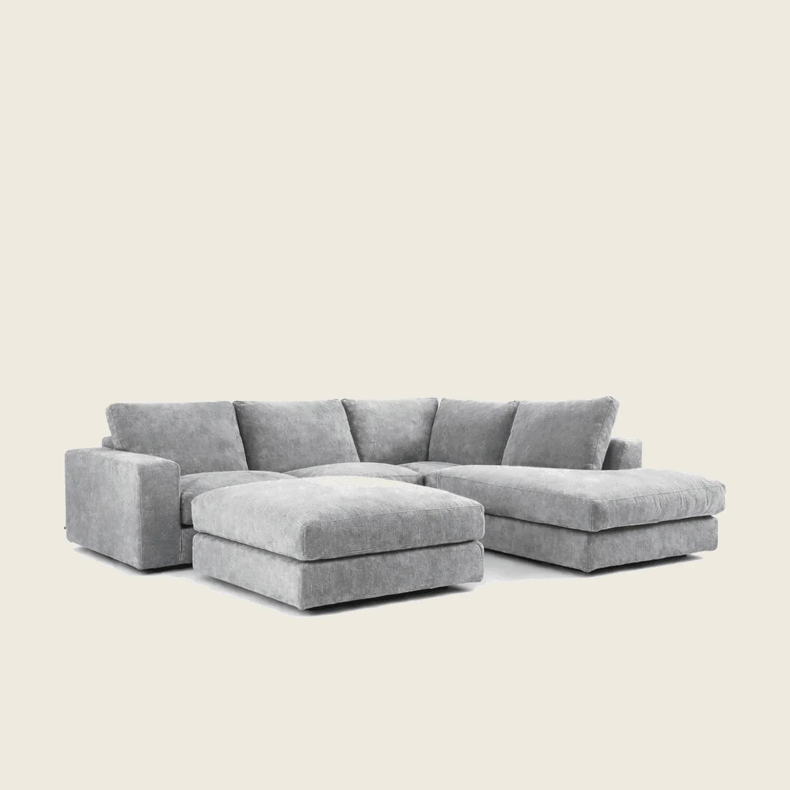 Gray sectional sofa with chaise lounge, luxury living room furniture