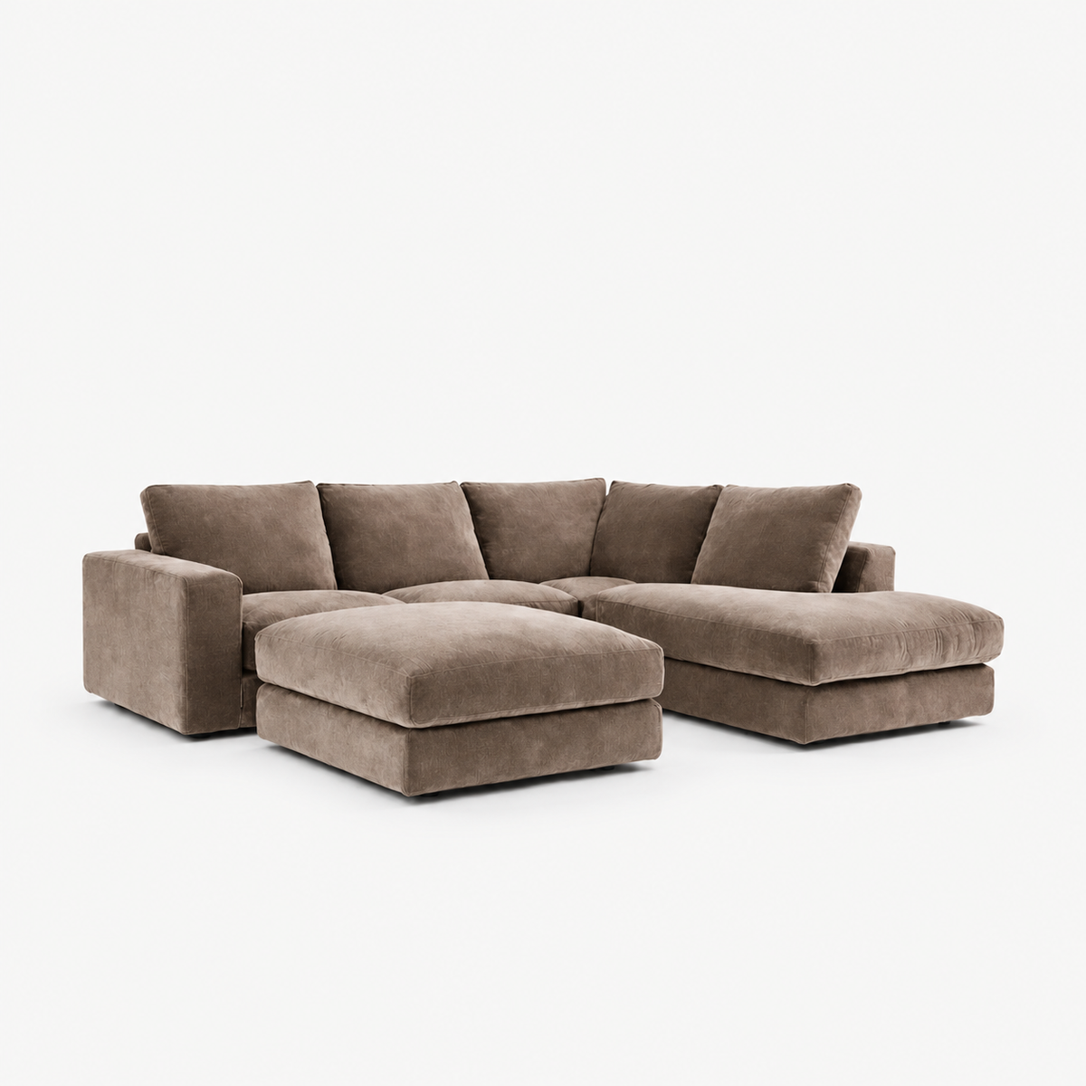 Harlow Corner Sofa with detached footstool - Champagne Mink - clean studio