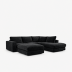 Harlow Corner Sofa with detached footstool - Midnight Noir - clean studio