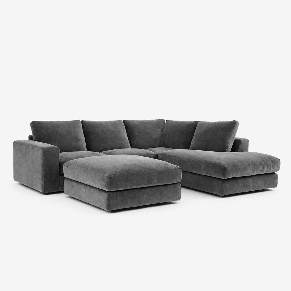 Harlow Corner Sofa with detached footstool - Smoked Steel - clean studio