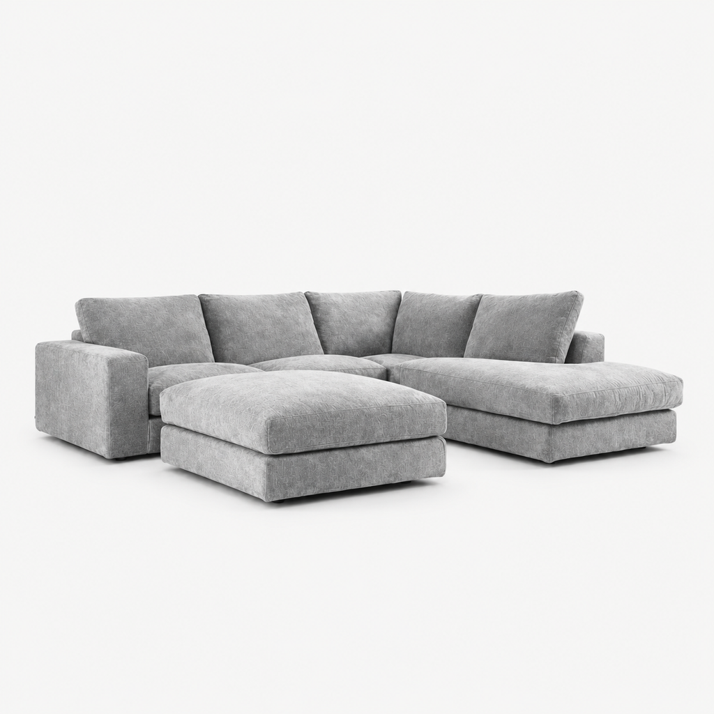 Harlow Corner Sofa with detached footstool - Truffle - clean studio