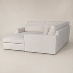 Luxury light grey chaise sofa with plush cushions, modern design for UK living rooms