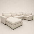 Luxury beige sectional sofa with ottoman, modern design for spacious living rooms