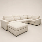 Luxury beige sectional sofa with ottoman, modern design for spacious living rooms