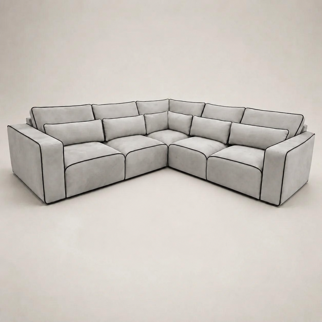 Maison 5 Piece Double Corner Sofa - Silver Black