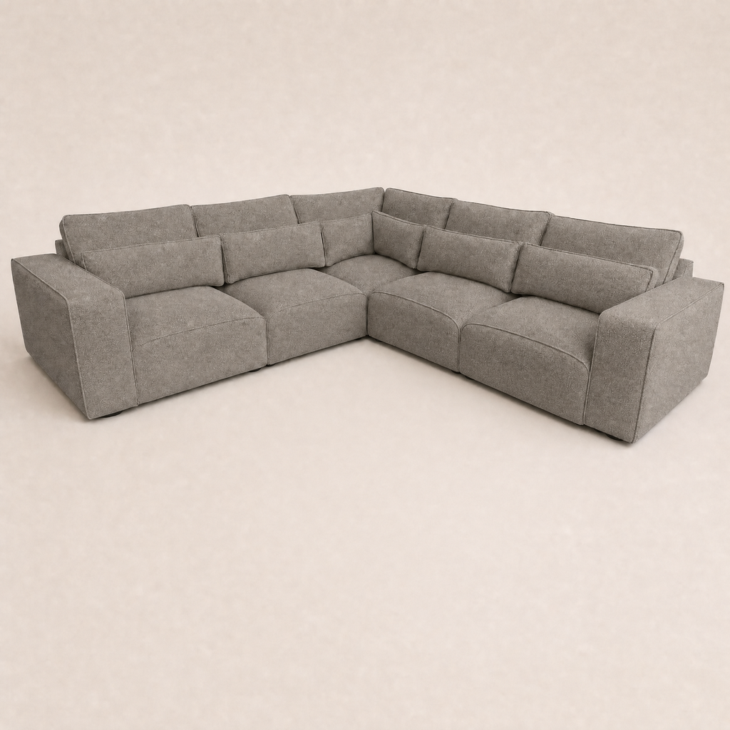 Maison 5 Piece Double Corner Sofa - Luxe Chenille Coffee