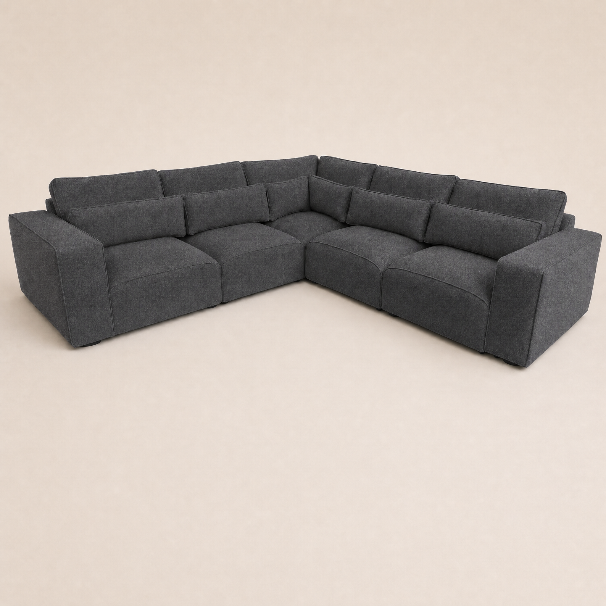 Maison 5 Piece Double Corner Sofa - Luxe Chenille Luxe Steel Grey