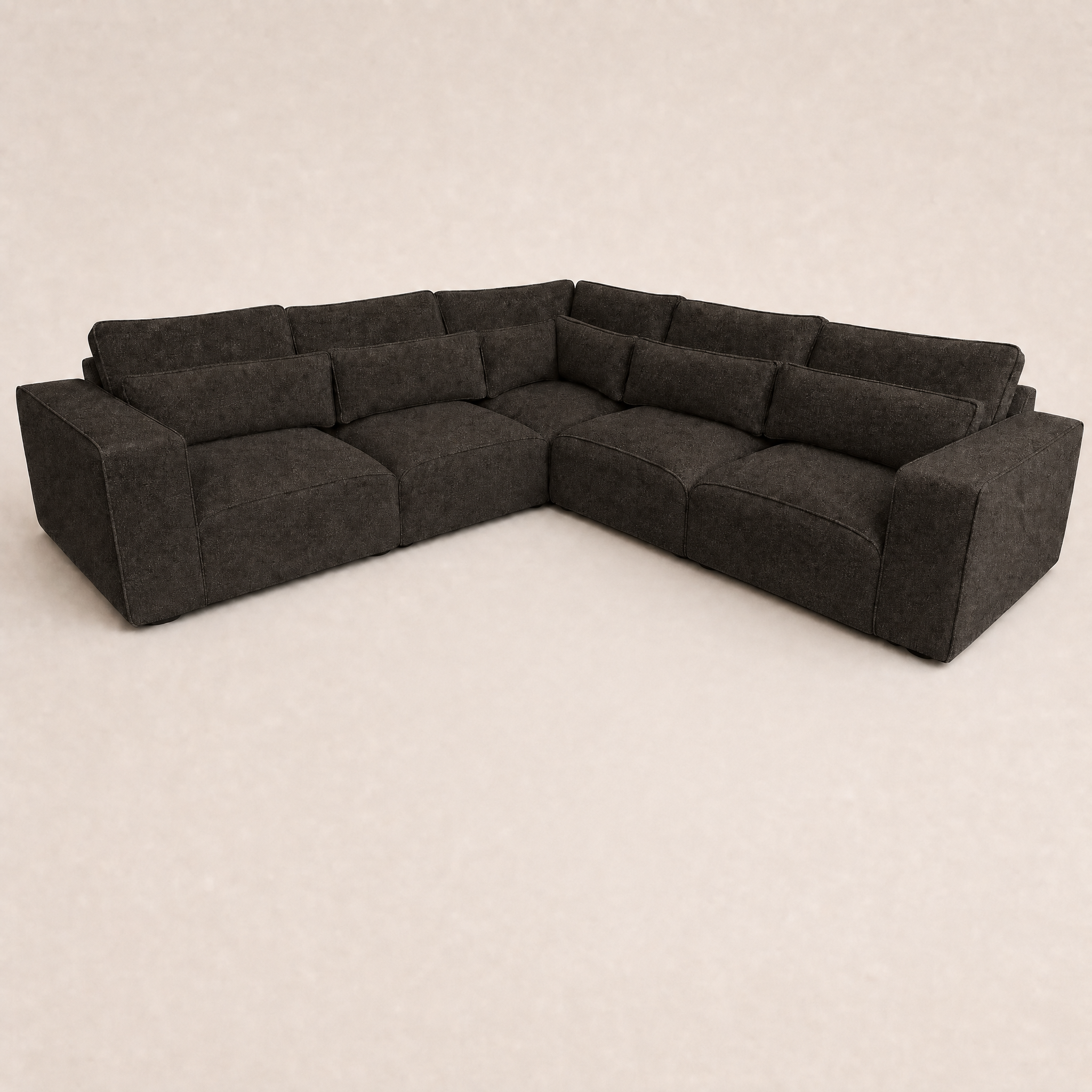 Maison 5 Piece Double Corner Sofa - Luxe Chenille Double Espresso