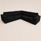 Maison 5 Piece Double Corner Sofa - Luxe Chenille Black Top
