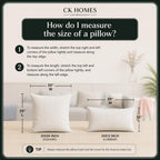 Guide to measuring square and lumbar pillow sizes for accurate fit, 20x20 inch and 20x12 inch options shown