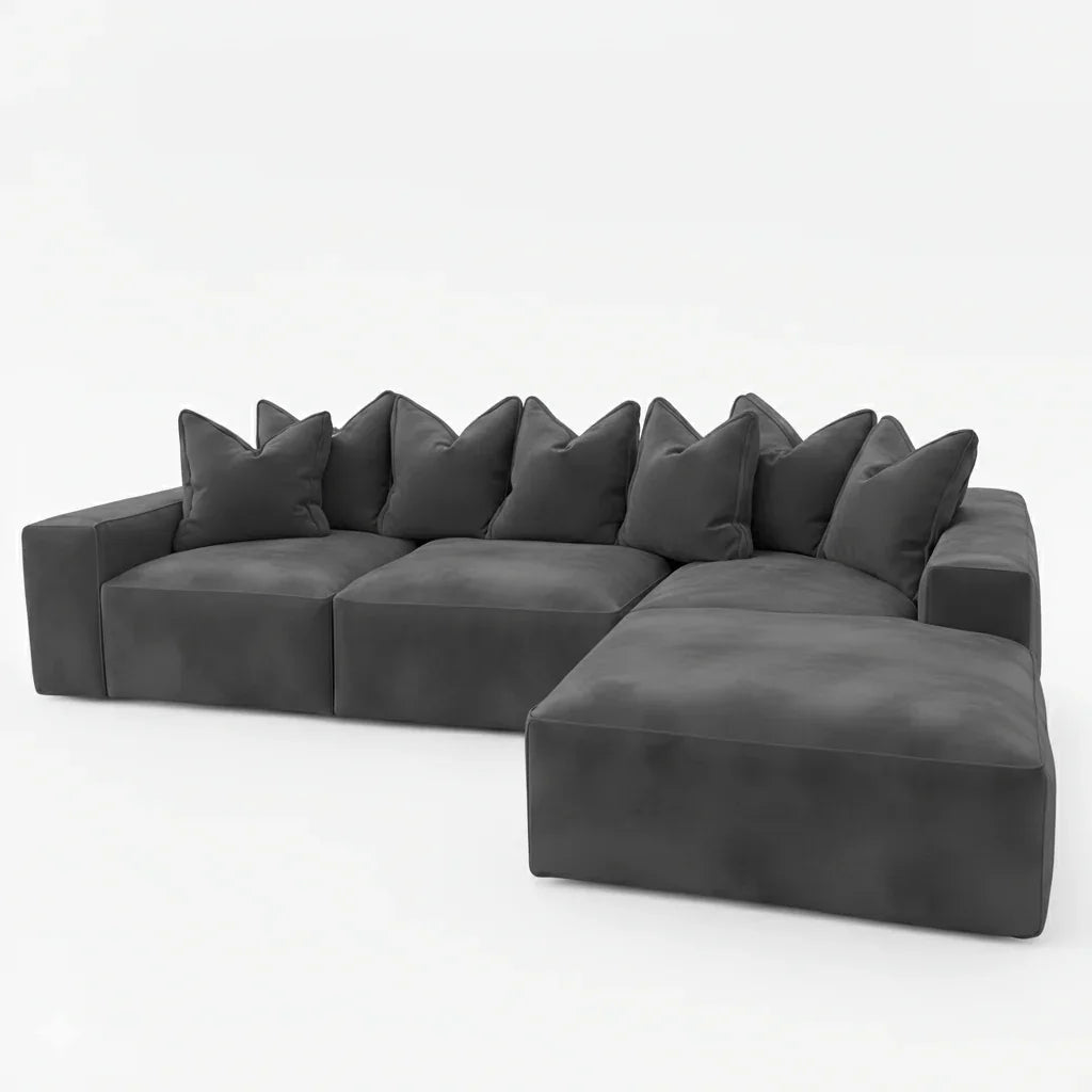 Velour Steel Velvet Footstool