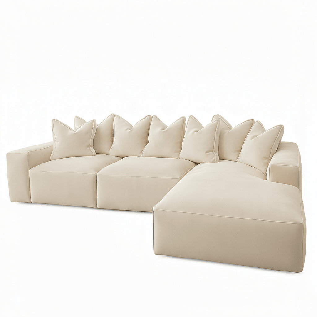 Velour Cream Velvet Footstool