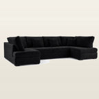 Black L-shaped sectional sofa with plush cushions and chaise, ideal for luxury living rooms