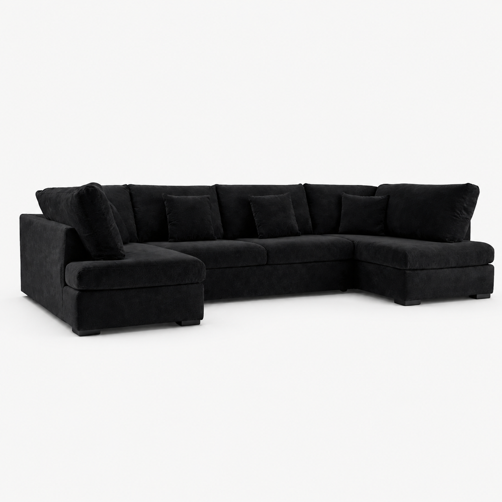 Leighton U Shape Sectional Sofa — Midnight Noir — cold light grey clean studio