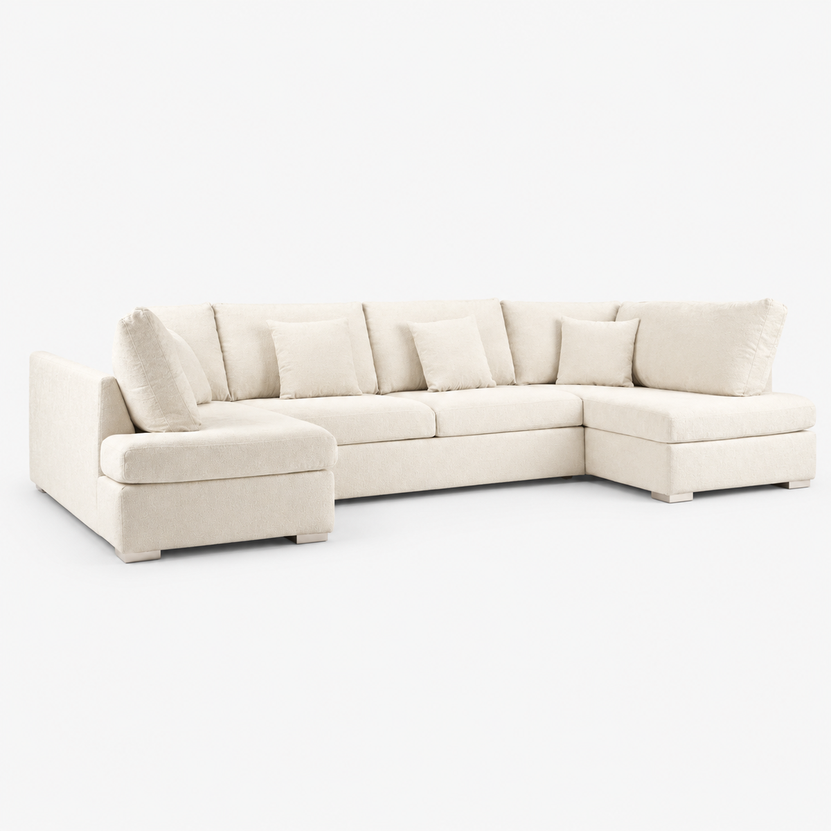 Leighton U Shape Sectional Sofa — Vanilla Cream — cold light grey clean studio