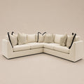 Luxury cream corner sofa with black trim pillows, modern sectional for living room comfort