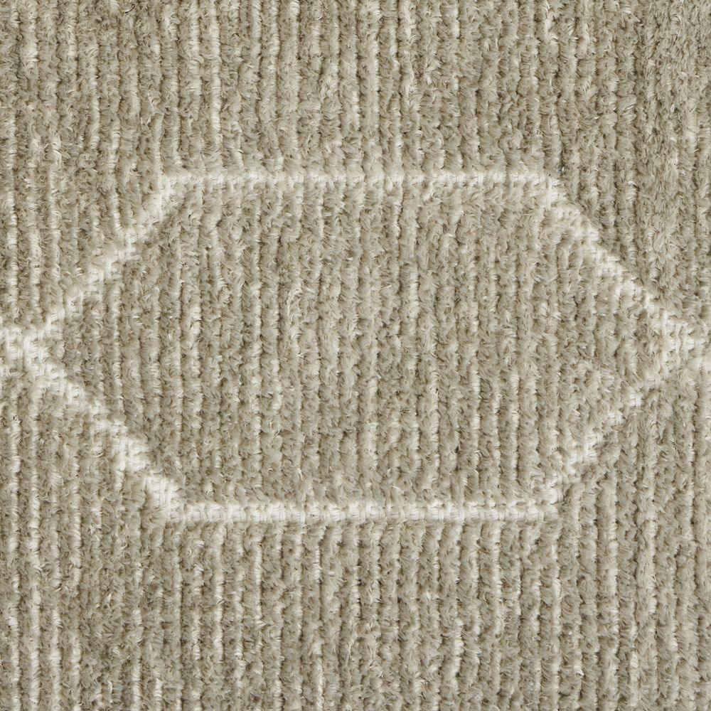 Luxury beige chenille sofa fabric with geometric weave pattern, soft texture for modern living room furniture