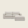 Cream modern sofa with matching ottoman, luxury living room furniture