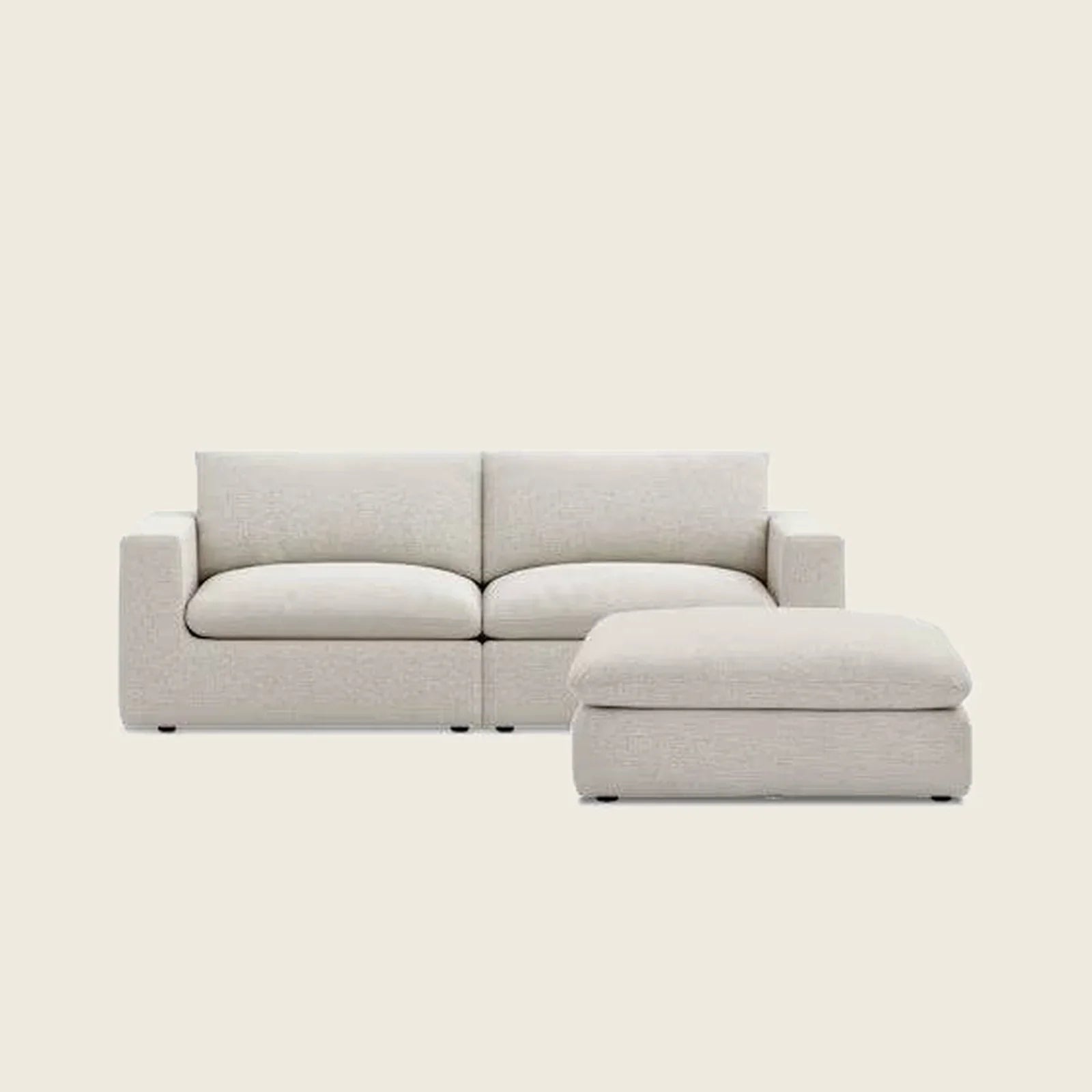 Cream modern sofa with matching ottoman, luxury living room furniture