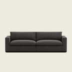 Modern dark grey fabric sofa with clean lines and plush cushions, ideal for luxury living rooms
