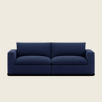 Navy blue modern two-seater sofa with clean lines and plush cushions, ideal for luxury living rooms.