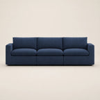 Navy blue modern 3-seater sofa with clean lines and plush cushions, ideal for luxury living rooms