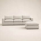 Luxury light gray sectional sofa with chaise lounge, modern design for living room comfort