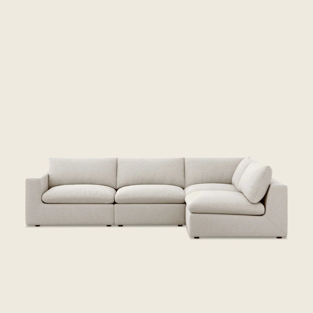 Modern beige sectional sofa with chaise lounge, luxury living room furniture