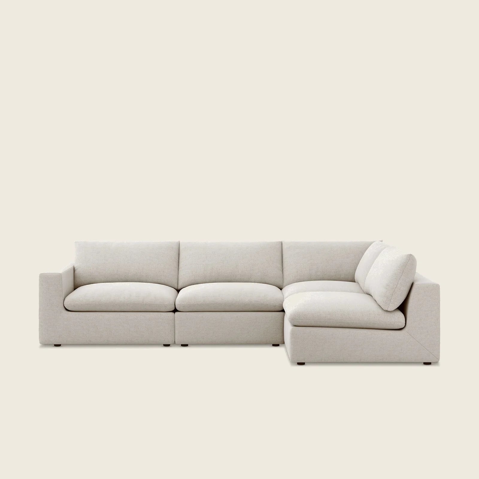 Modern beige sectional sofa with chaise lounge, luxury living room furniture