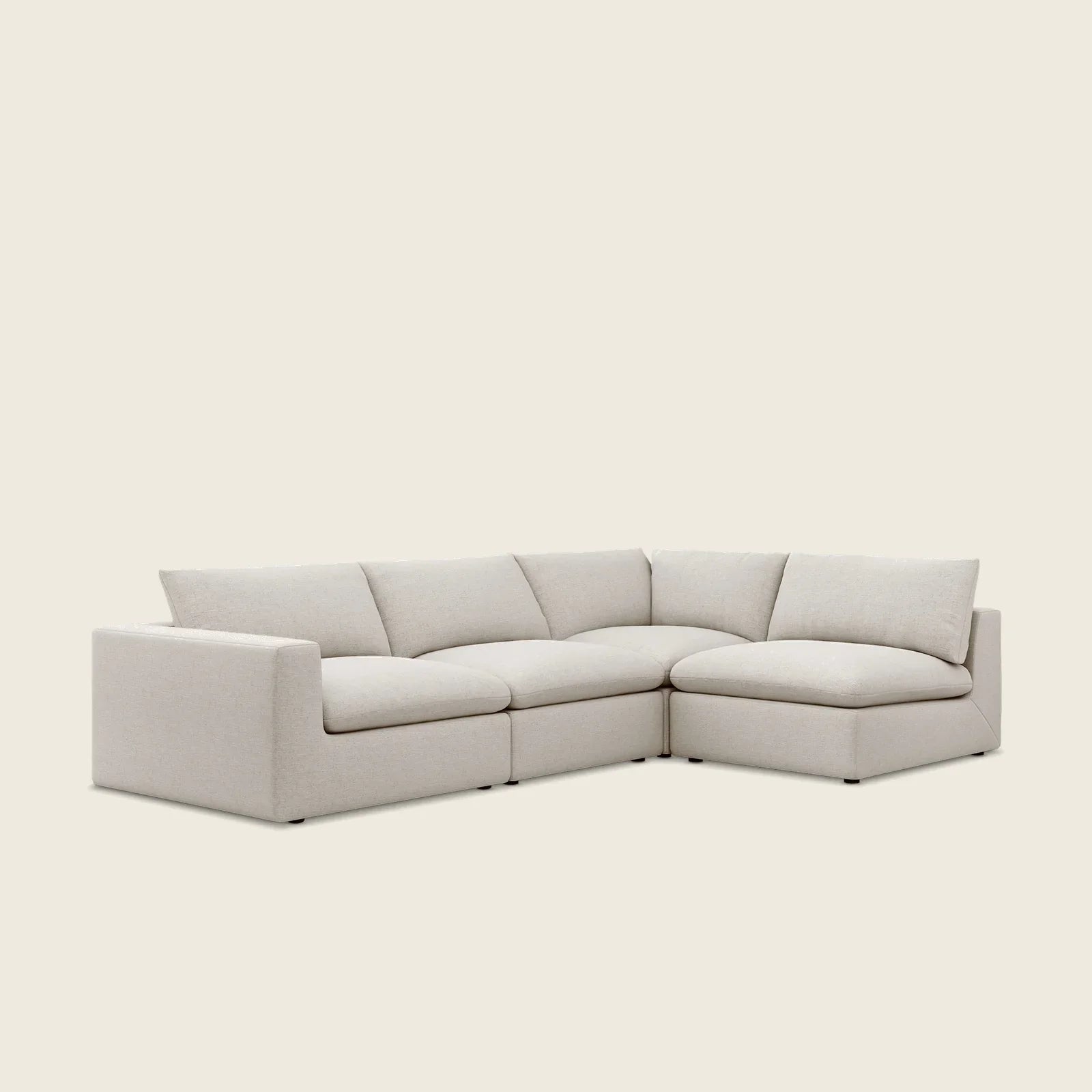 Modern beige sectional sofa with chaise, luxury living room furniture