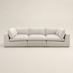 Luxury light grey modular sofa with plush cushions, modern minimalist design for living room comfort