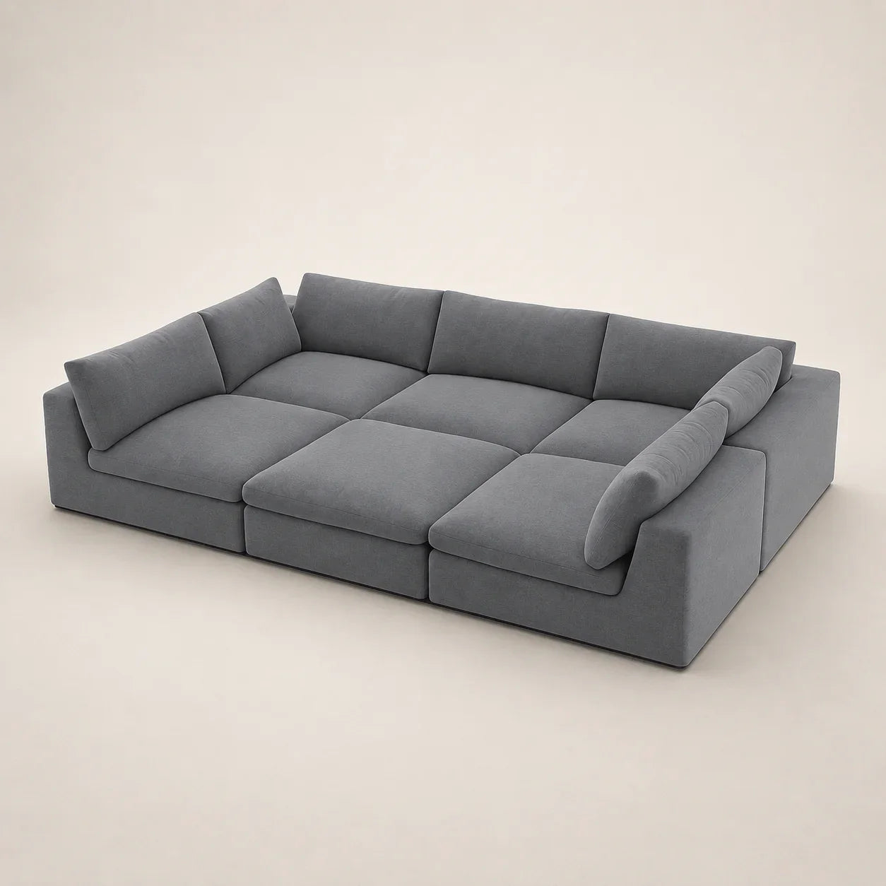 Modern grey sectional sofa with modular design, ideal for luxury living rooms