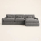 Modern gray sectional sofa with chaise lounge, luxury living room furniture