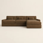 Brown sectional sofa with chaise lounge, modern luxury living room furniture