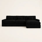 Black sectional sofa with chaise lounge, modern luxury living room furniture