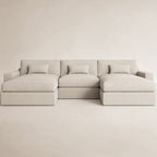 Luxury beige sectional sofa with chaise lounges, perfect for modern living rooms