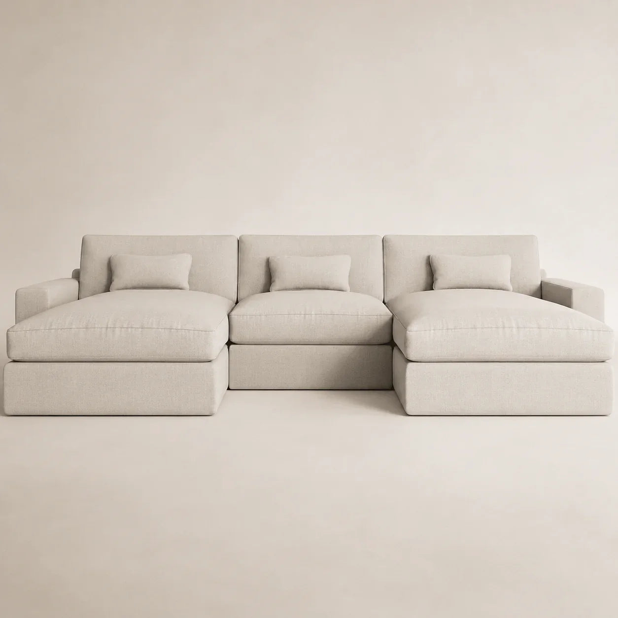Luxury beige sectional sofa with chaise lounges, perfect for modern living rooms