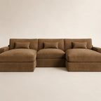 Luxury brown sectional sofa with plush cushions, modern design for UK living rooms