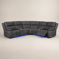 Large grey reclining sectional sofa with blue LED lighting, perfect for luxury living rooms