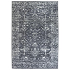 Grey vintage-style area rug with distressed pattern, ideal for living room or bedroom decor