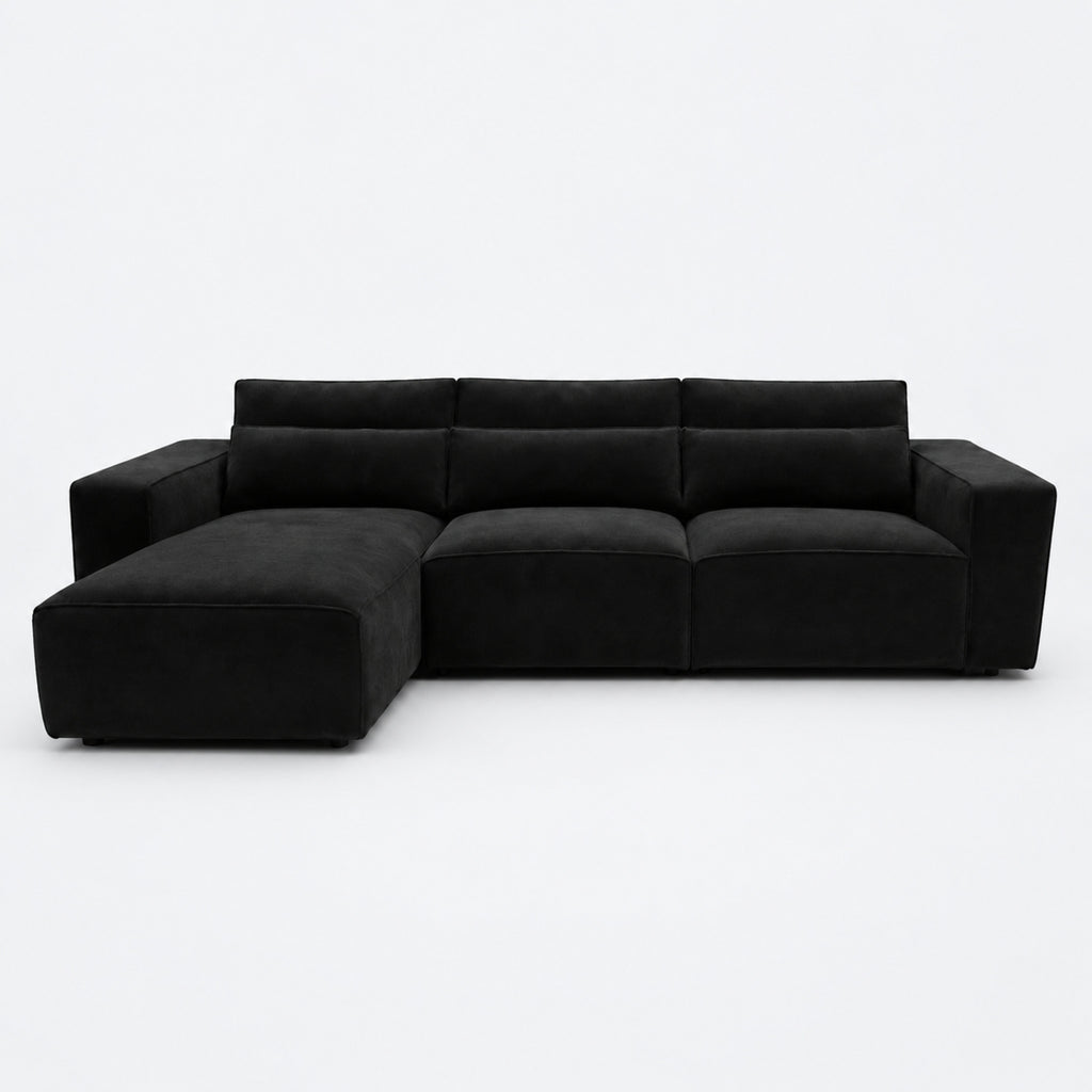Maison 3 Seater Chaise Sofa - Midnight Noir - Left Hand Facing clean studio