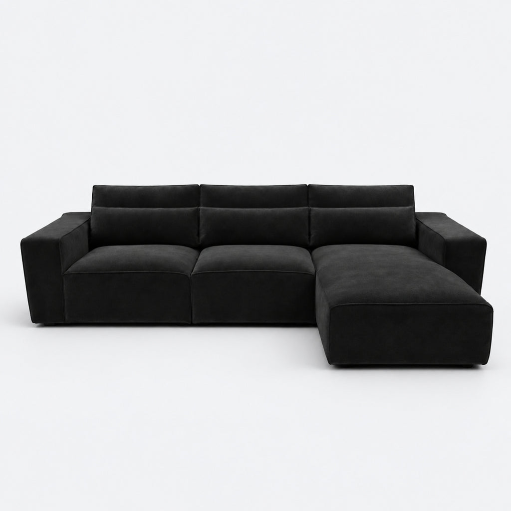 Maison 3 Seater Chaise Sofa - Midnight Noir - Right Hand Facing clean studio