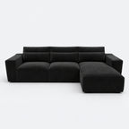 Maison 3 Seater Chaise Sofa - Midnight Noir - Right Hand Facing clean studio