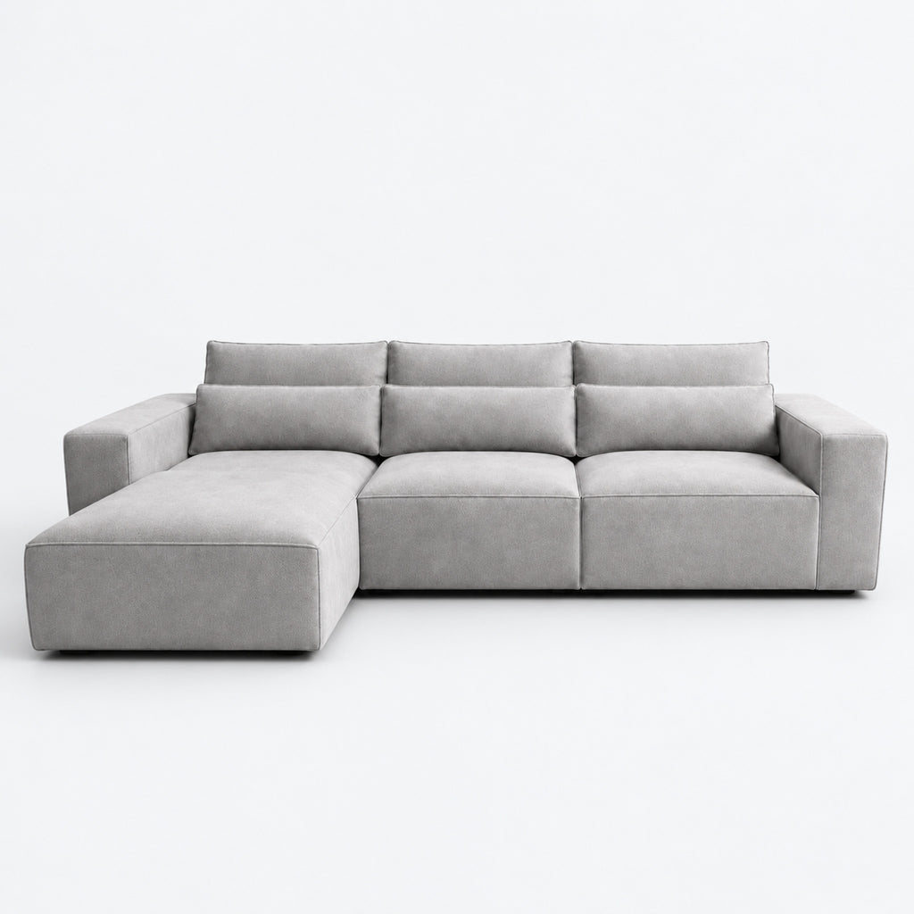Maison 3 Seater Chaise Sofa - Silver - Left Hand Facing clean studio