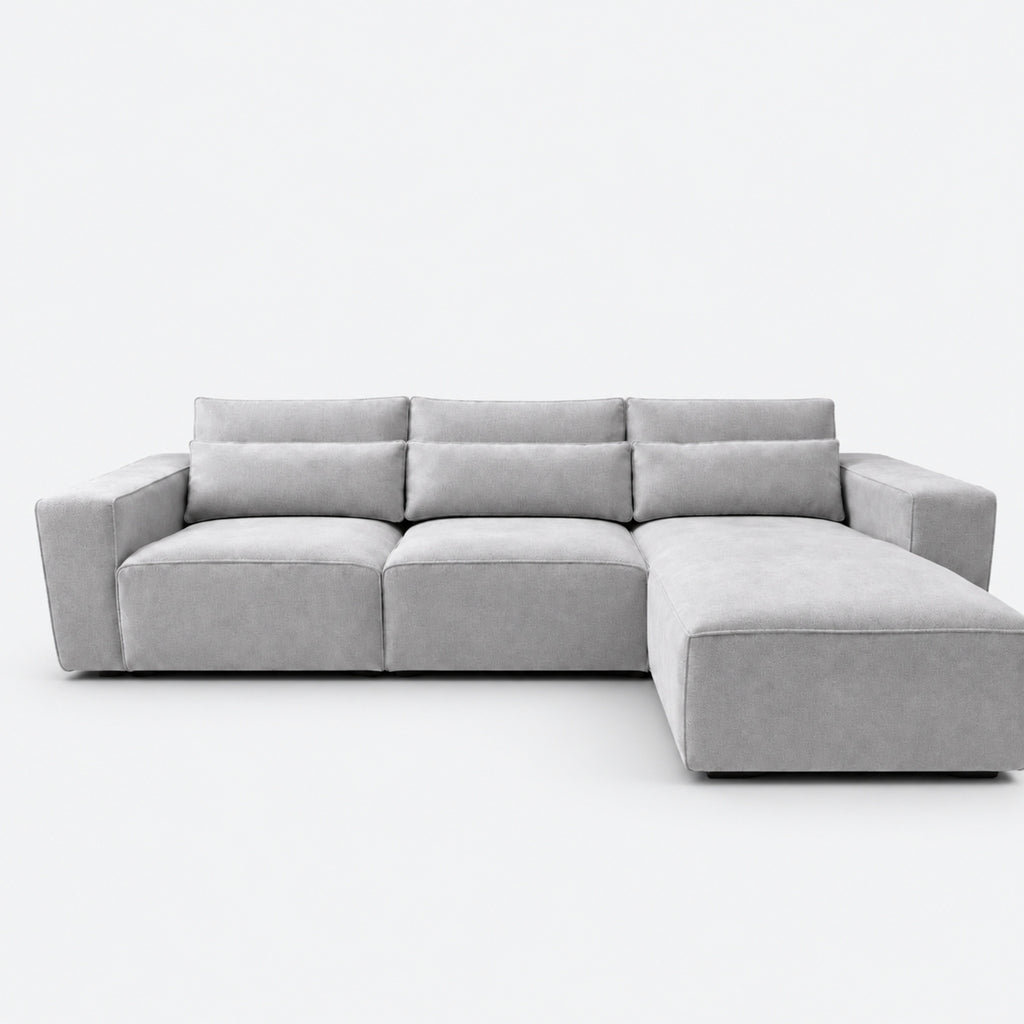 Maison 3 Seater Chaise Sofa - Silver - Right Hand Facing clean studio