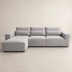 Modern grey sectional sofa with chaise lounge, luxury living room furniture