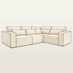 Cream L-shaped sectional sofa with plush cushions and modern design