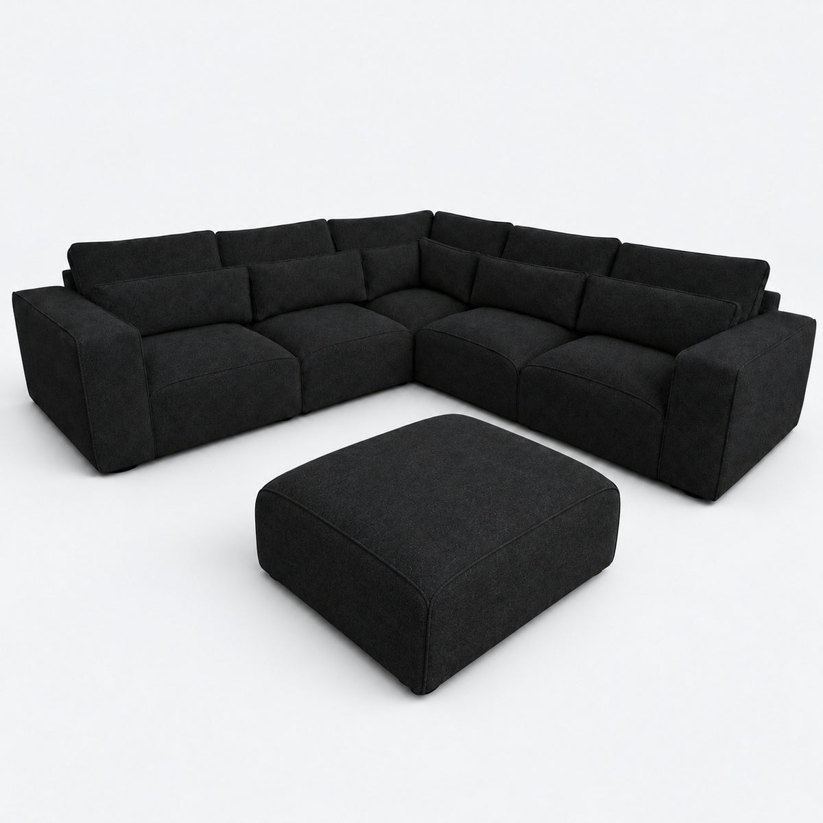 Maison 5 Piece Double Corner Sofa & Footstool Bundle - Black Top